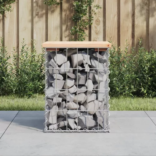  tömör fenyőfa gabion kerti pad 33x31x42 cm