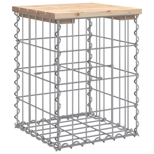  tömör fenyőfa gabion kerti pad 33x31x42 cm
