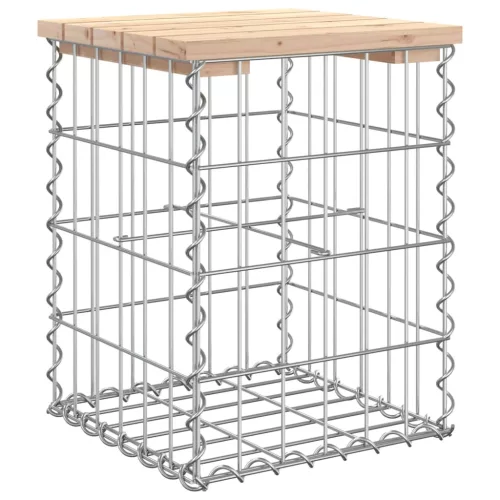  tömör fenyőfa gabion kerti pad 33x31x42 cm