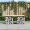  tömör fenyőfa gabion kerti pad 103x44x42 cm