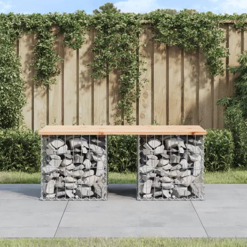  tömör fenyőfa gabion kerti pad 103x44x42 cm