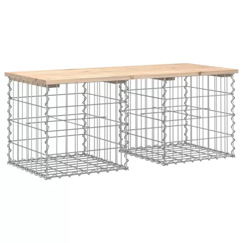  tömör fenyőfa gabion kerti pad 103x44x42 cm
