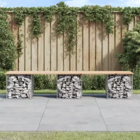  tömör fenyőfa gabion kerti pad 203x44x42 cm