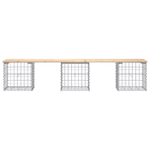 tömör fenyőfa gabion kerti pad 203x44x42 cm