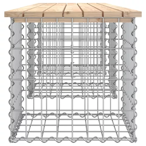  tömör fenyőfa gabion kerti pad 203x44x42 cm