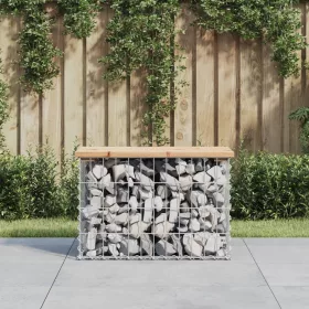 tömör fenyőfa gabion kerti pad 63x31,5x42 cm