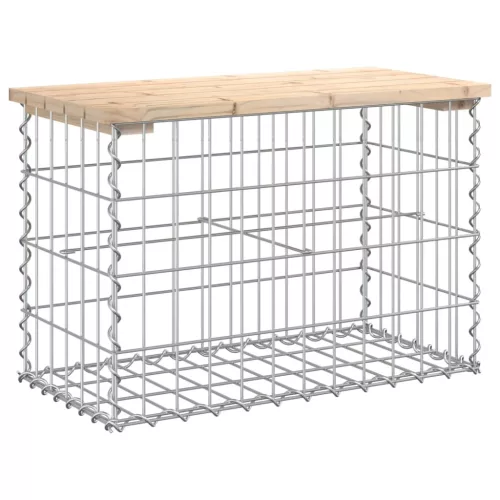  tömör fenyőfa gabion kerti pad 63x31,5x42 cm