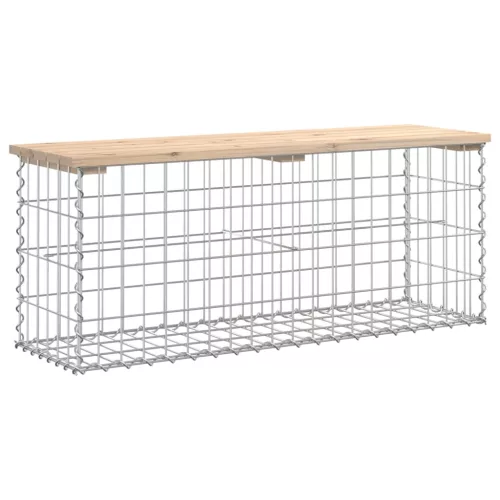  tömör fenyőfa gabion kerti pad 103x31,5x42 cm
