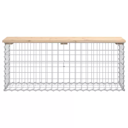  tömör fenyőfa gabion kerti pad 103x31,5x42 cm