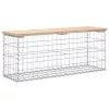  tömör fenyőfa gabion kerti pad 103x31,5x42 cm
