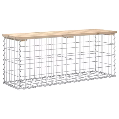  tömör fenyőfa gabion kerti pad 103x31,5x42 cm