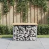  tömör fenyőfa gabion kerti pad 63x44x42 cm
