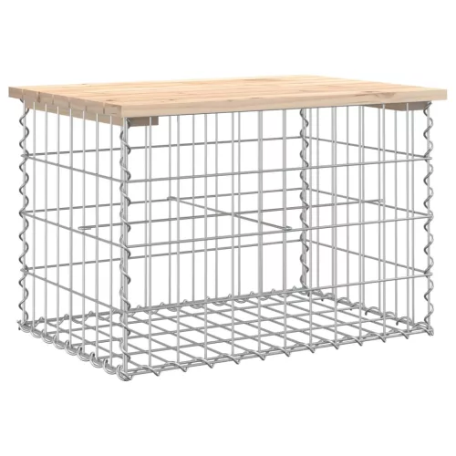  tömör fenyőfa gabion kerti pad 63x44x42 cm