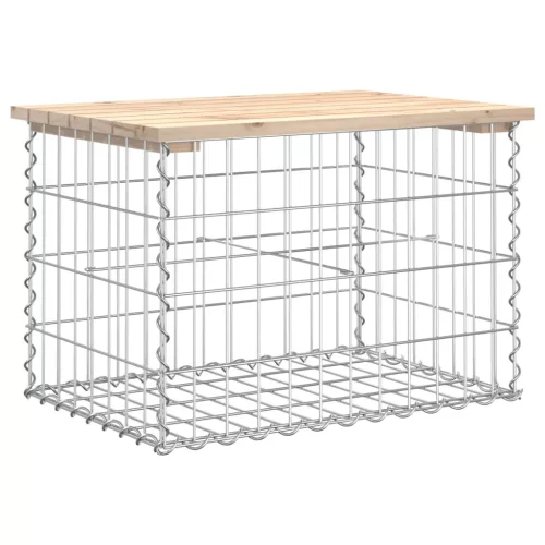  tömör fenyőfa gabion kerti pad 63x44x42 cm