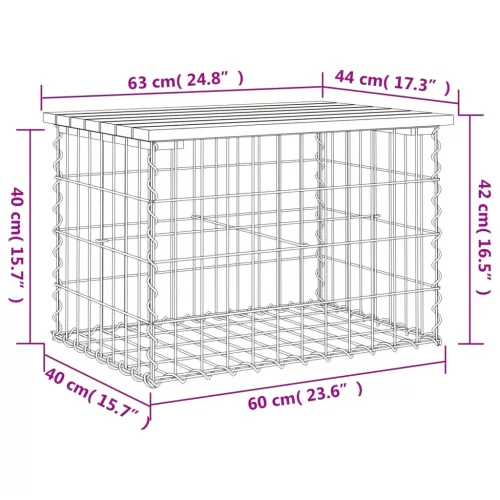  tömör duglászfenyő gabion kerti pad 63x44x42 cm