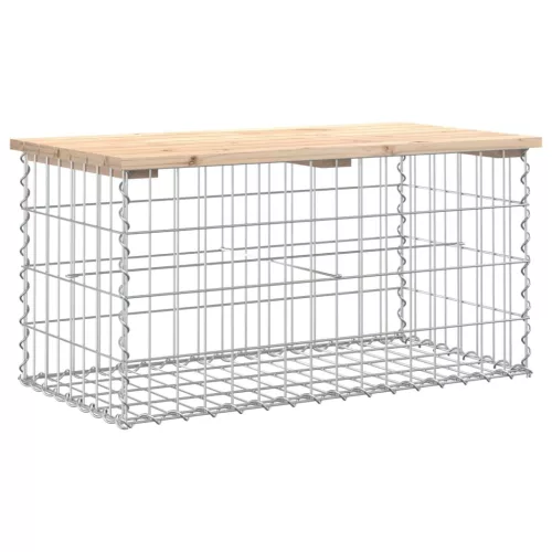  tömör fenyőfa gabion kerti pad 83x44x42 cm