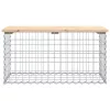  tömör fenyőfa gabion kerti pad 83x44x42 cm