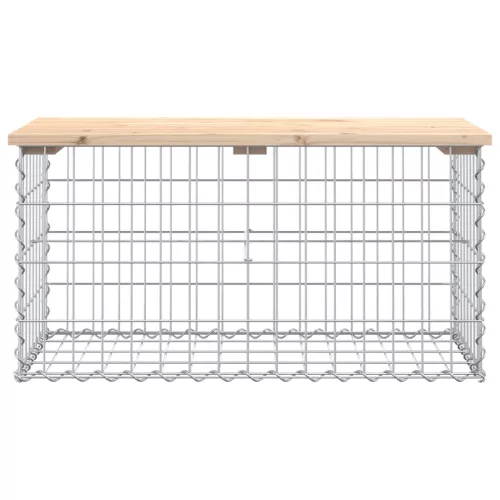  tömör fenyőfa gabion kerti pad 83x44x42 cm