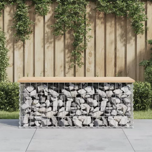 tömör fenyőfa gabion kerti pad 103x44x42 cm