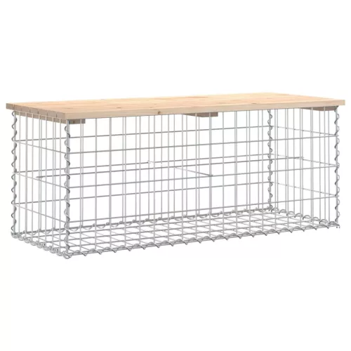  tömör fenyőfa gabion kerti pad 103x44x42 cm