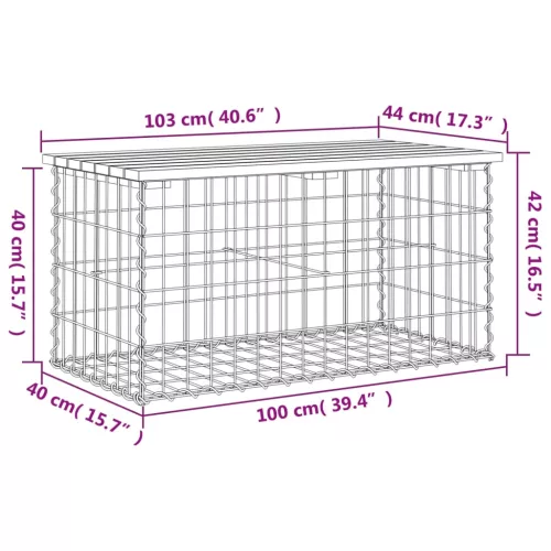  tömör duglászfenyő gabion kerti pad 103x44x42 cm