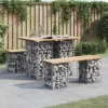  tömör fenyőfa gabion kerti pad 100x70x72 cm