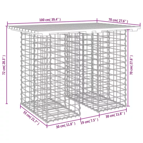  tömör duglászfenyő gabion kerti pad 100x70x72 cm