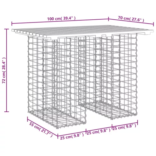  tömör duglászfenyő gabion kerti pad 100x70x72 cm