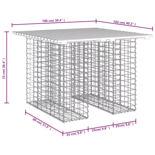  tömör duglászfenyő gabion kerti pad 100x102x72 cm