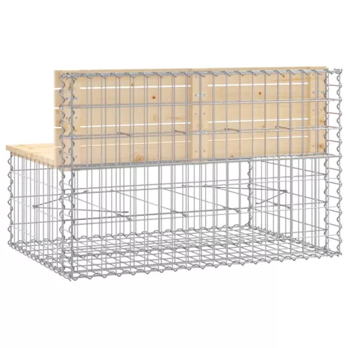  tömör fenyőfa gabion kerti pad 103x70x65 cm