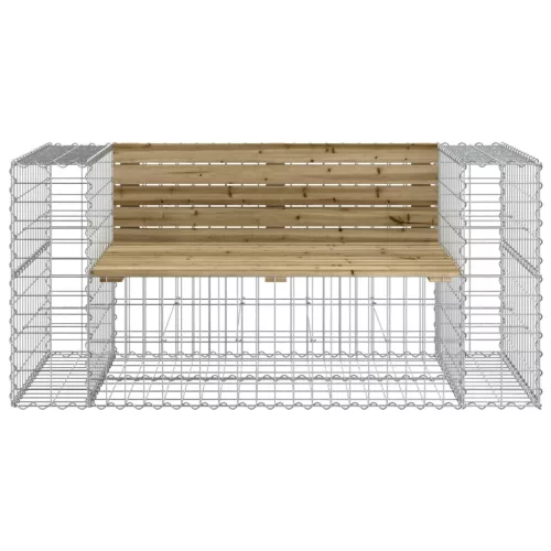  tömör impregnált fenyőfa gabion kerti pad 143x71x65,5 cm