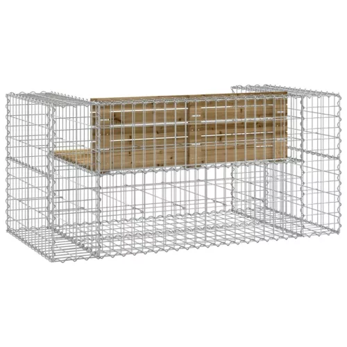  tömör impregnált fenyőfa gabion kerti pad 143x71x65,5 cm