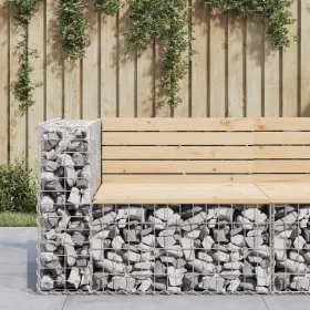  tömör fenyőfa gabion kerti pad 92x71x65,5 cm