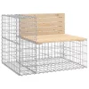  tömör fenyőfa gabion kerti pad 92x71x65,5 cm