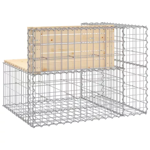  tömör fenyőfa gabion kerti pad 92x71x65,5 cm