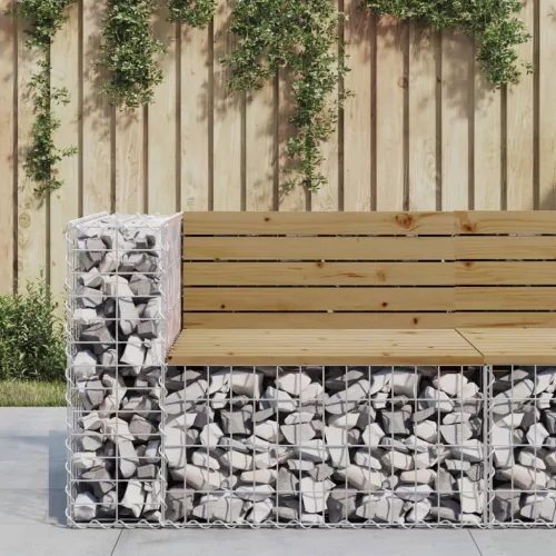  tömör impergnált fenyőfa gabion kerti pad 92x71x65,5 cm