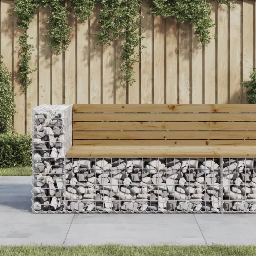  tömör impregnált fenyőfa gabion kerti pad 122x71x65,5 cm