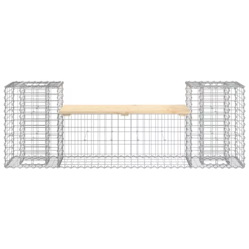  tömör fenyőfa gabion kerti pad 183x41x60,5 cm