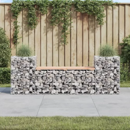 tömör duglászfenyő gabion kerti pad 183x41x60,5 cm
