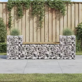    tömör impregnált fenyőfa gabion kerti pad 183x41x60,5 cm