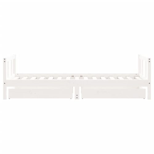  fehér tömör fenyőfa gyerekágy keret fiókkal 90x190 cm