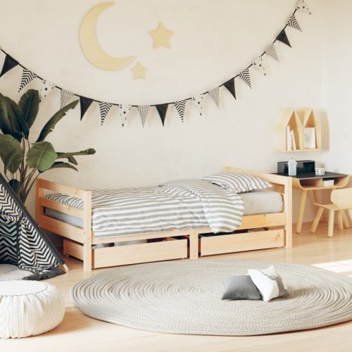  tömör fenyőfa fiókos gyerekágykeret 80 x 160 cm