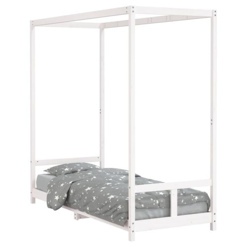  fehér tömör fenyőfa gyerekágykeret 80 x 200 cm