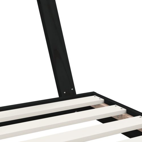  fekete tömör fenyőfa gyerekágykeret 80 x 160 cm