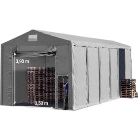   TP Vario 8x24m 4m oldalmagas raktársátor tetőablakkal, bejárat típusa: felhúzható