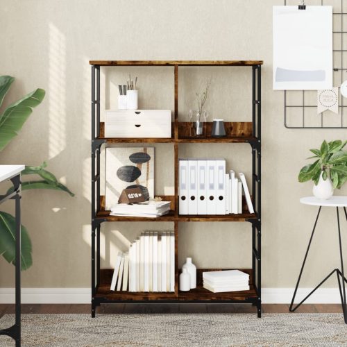  füstös tölgy színű szerelt fa könyvespolc 78,5 x 33 x 117,5 cm