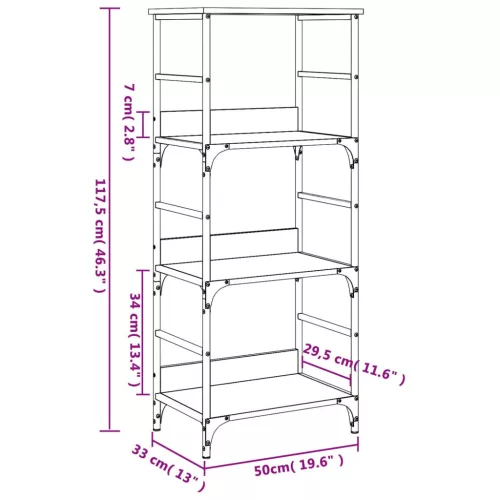  fekete szerelt fa könyvespolc 50 x 33 x 117,5 cm