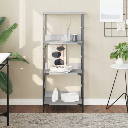  szürke sonoma színű szerelt fa könyvespolc 50 x 33 x 117,5 cm