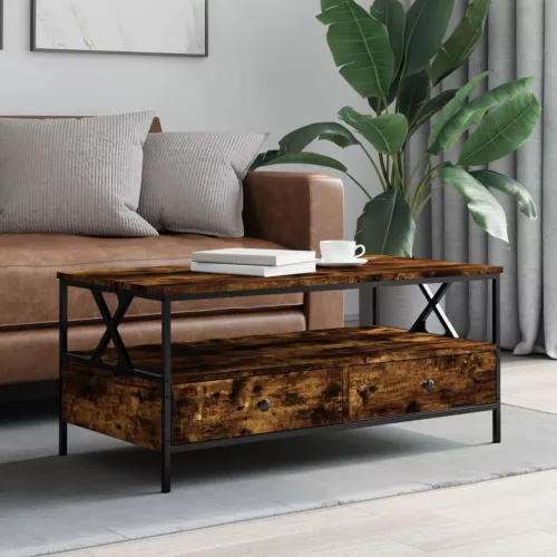  füstös tölgy színű szerelt fa dohányzóasztal 100 x 51 x 45 cm
