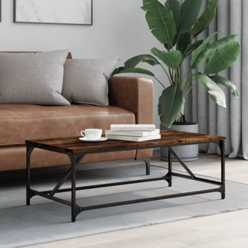  füstös tölgy színű szerelt fa dohányzóasztal 100x50x35 cm